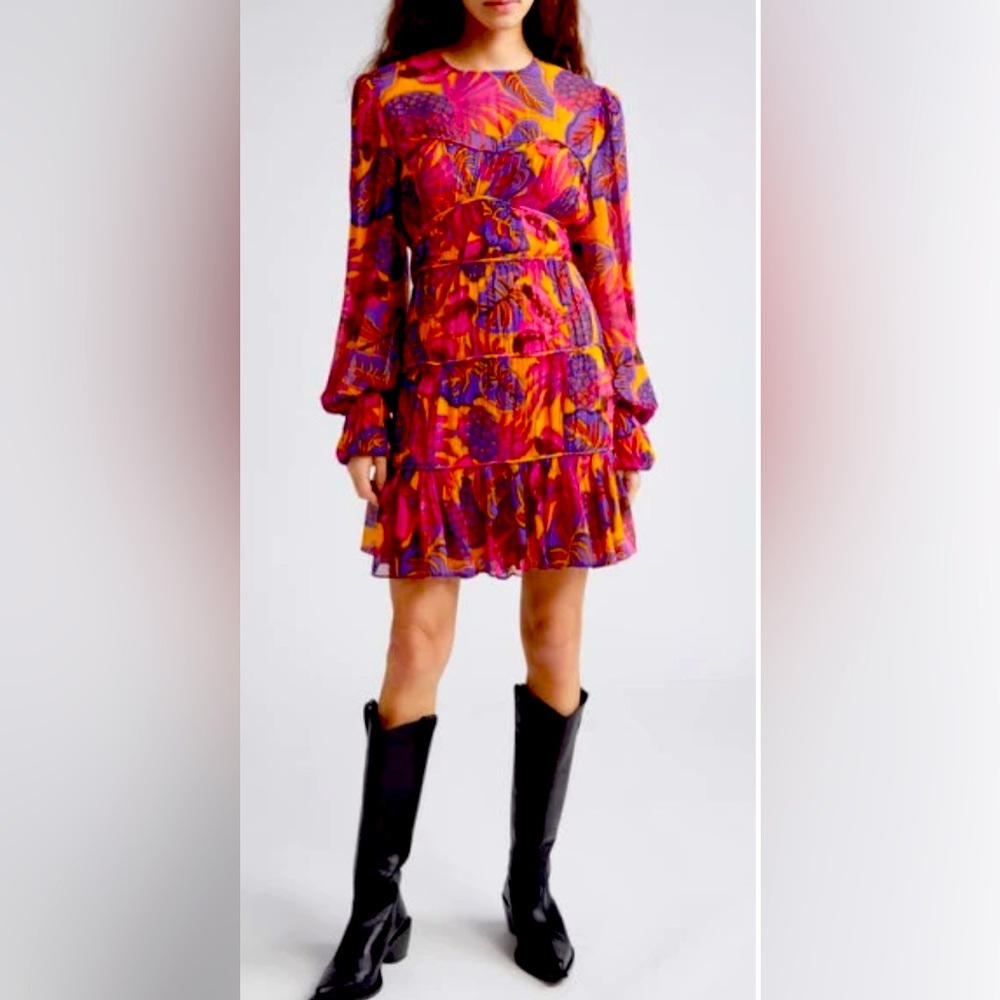 FARM Rio Fruit Dream Floral Long Sleeve Dress